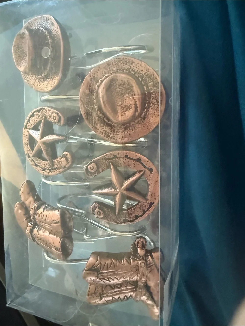 Rustic Copper Western shower curtain hooks - Set of 12